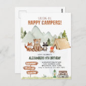 Moderne Woodland Happy Camper Camping Kids Verjaar Briefkaart (Voorkant / Achterkant)
