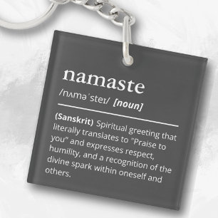 Moderne woordenboek Namaste Yoga Spiritueel Zwart Sleutelhanger