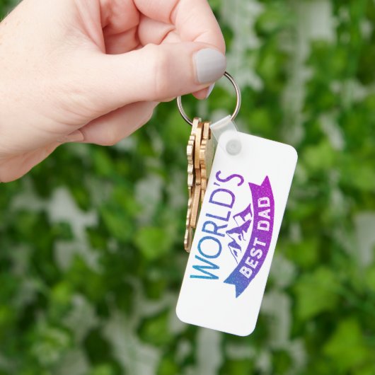 Moderne "World's Best Dad" bergen  Sleutelhanger (Hand)
