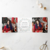 Moderne Wreath Photo Persoonlijke Kerstmis Drieluik Wenskaart (Binnen)