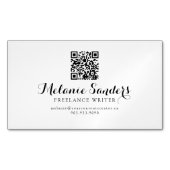 MODERNE WRITER B&W AJOUTER QR CODE Carte de visite (devant)