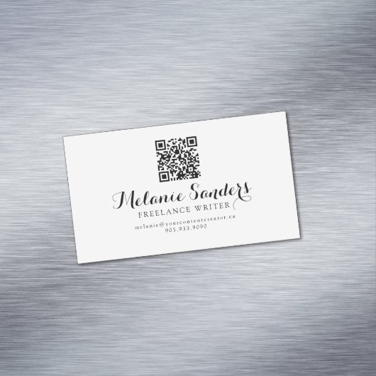 MODERNE WRITER B&W AJOUTER QR CODE Carte de visite (In Situ)