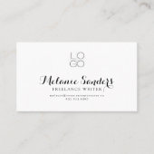 MODERNE WRITER B&W AJOUTER QR CODE Carte de visite (Devant)