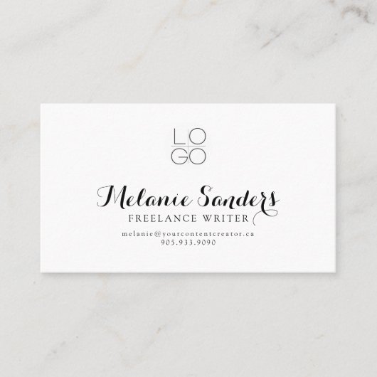 MODERNE WRITER B&W AJOUTER QR CODE Carte de visite (Devant)