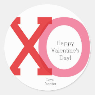 Moderne XO Roze Rode Valentijnsdag Sticker