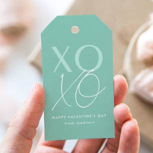 Moderne XOXO Mint Green Valentijnsdag Cadeaulabel