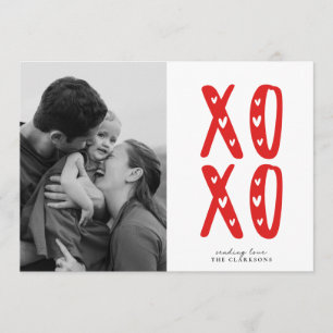 Moderne XOXO rode Valentijnsdag fotokaart Kaart