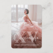 Moderne XV Quinceañera Foto 15e verjaardag Details Informatiekaartje (Achterkant)