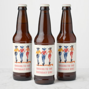 Moderne Yeehaw Cowgirl Verjaardagsfeest Custom Bier Etiket