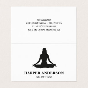 Moderne Yoga Instructeur Minimaal zwart silhouet Visitekaartjes