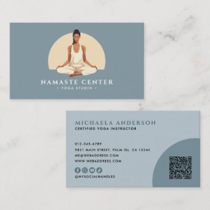 Moderne Yoga / Mindfulness Lotus Pose Socials QR-c Visitekaartje