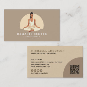 Moderne Yoga/Wellness Lotuspositie Socials QR-code Visitekaartje