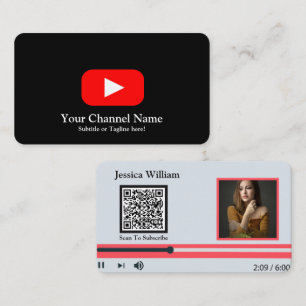 Moderne Youtube Vlogger Kanaal Met QR Code Zwart Visitekaartje