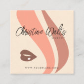 Moderne zachte perzik- en aardse visagist QR Vierkante Visitekaartje (Voorkant)