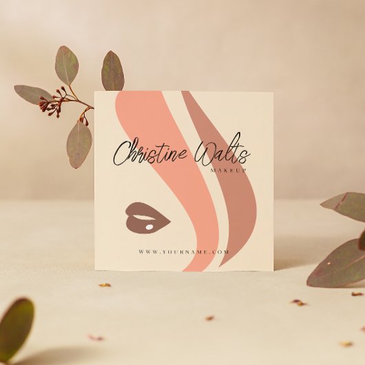 Moderne zachte perzik- en aardse visagist QR Vierkante Visitekaartje