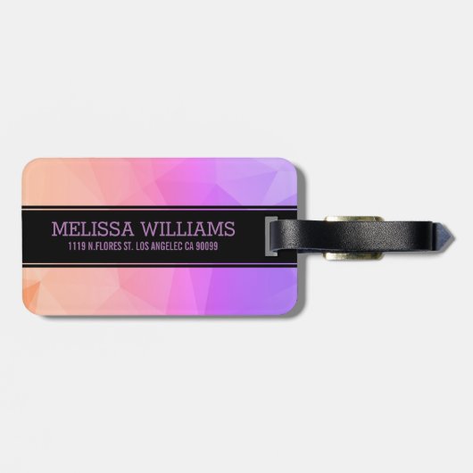 Moderne Zachte Roze & Lavender Geometric Pattern Bagagelabel (Achterkant horizontaal)