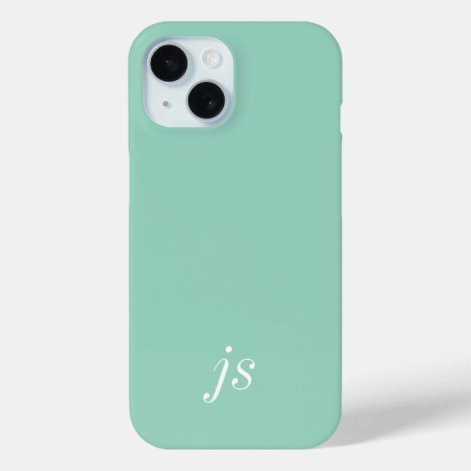 Moderne Zachte Salie Mint Witte Monogram Naam Case-Mate iPhone Case (Achterkant)
