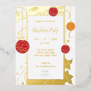 Moderne zakelijke kerst folie uitnodiging briefkaart