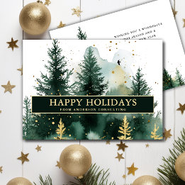 Moderne Zakelijke Kerstkaart Goud Groen
