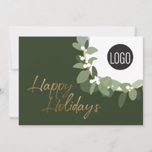 Moderne zakelijke Logo Faux Gold Green Happy Feestdagenkaart