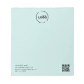 Moderne zakelijke Logo QR-code lichte Turquoise Notitieblok (Voorkant)