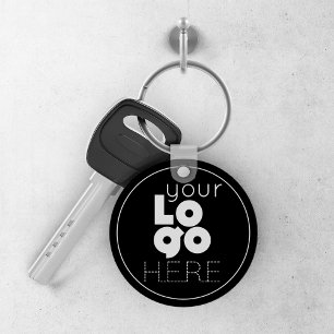 moderne zakelijke logo ronde zwarte aluminium sleu sleutelhanger