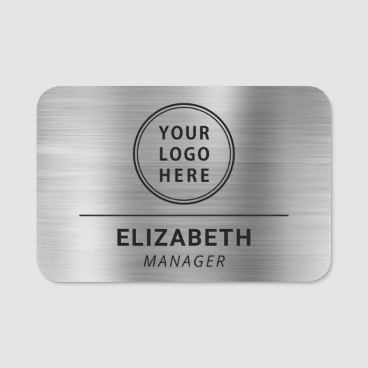 Moderne zakelijke Logo Silver Naamplaatje (Voorkant)