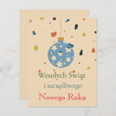 Moderne zakelijke Poolse kerst Wesołych Świąt Feestdagenkaart (Voorkant / Achterkant)
