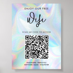 Moderne zakelijke QR-code holografische WiFi-toega Poster