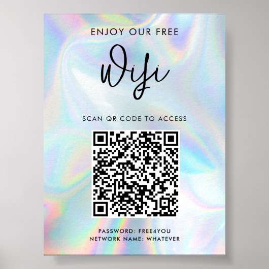 Moderne zakelijke QR-code holografische WiFi-toega Poster (Voorkant)