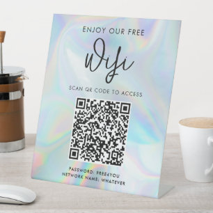 Moderne zakelijke QR-code holografische WiFi-toega Reclamebord Met Voetstuk