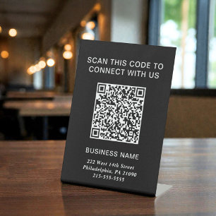Moderne Zakelijke Zwarte QR-code Reclamebord Met Voetstuk