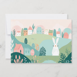 Moderne Zaken Gelukkig Pasen Artistiek Konijntje Feestdagenkaart