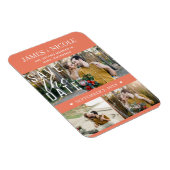 Moderne Zalm Roze Bewaar de datum Bruiloft 3 Foto' Magneet (Rechterzijde)