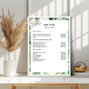 Moderne, zalon, waterverf tropische prijslijst poster