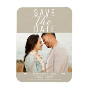 Moderne zand beige Save the Date trouwfoto Magneet