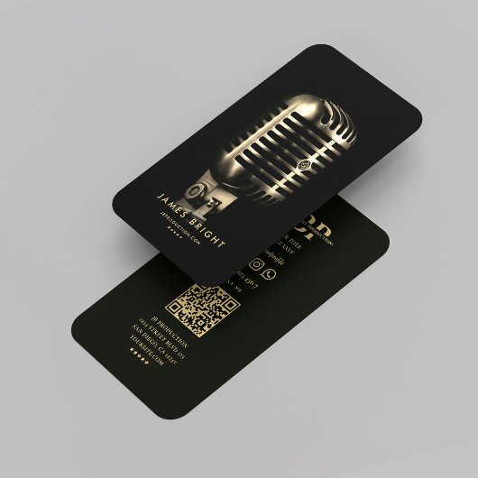 Moderne zanger muzikant Record Studio Gold Mic Visitekaartje