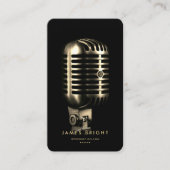 Moderne zanger muzikant Record Studio Gold Mic Visitekaartje (Voorkant)