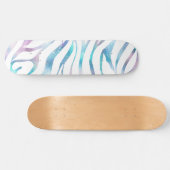 Moderne Zebra Print Glam Blue Paarse Glitter Skateboard (Horizontaal)