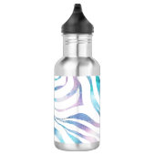 Moderne Zebra Print Glam Blue Paarse Glitter Waterfles (Rechts)