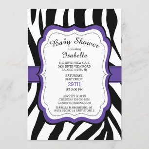 Moderne Zebra Print Meisjes Baby shower Uitnodigin Kaart