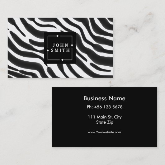 Moderne Zebra Stripes Black en White Cool Abstract Visitekaartje (Voorkant / Achterkant)