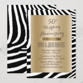Moderne Zebra Stripes Gold 50th Wedding Jubileum Kaart (Voorkant / Achterkant)