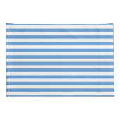Moderne Zee Blue en White Stripe Beachy Kussensloop (Achterkant-Rechts)