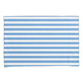 Moderne Zee Blue en White Stripe Beachy Kussensloop (Voorkant-Rechts)