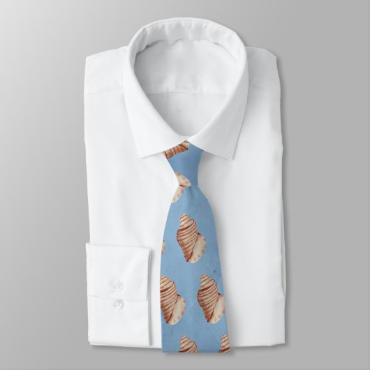 Moderne Zee Blue Seashell-Stropdas Stropdas (Gebonden)