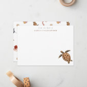 Moderne Zee Turtle gepersonaliseerd Notitiekaartje (Voorkant / Achterkant in situ)