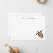 Moderne Zee Turtle gepersonaliseerd Notitiekaartje (Voorkant / Achterkant in situ)