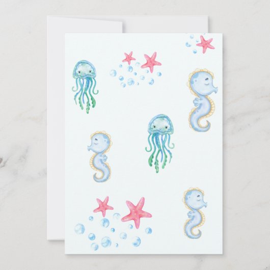 Moderne zeemeermin thema verjaardagsfeestje kaart (Achterkant)