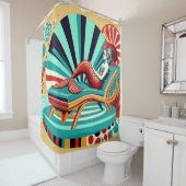 "Moderne zeemeermin uit het midden van de eeuw - l Douchegordijn (In situ)